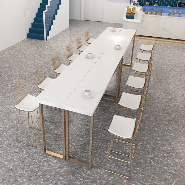 Tavolo da pub glam con tavolo da barra in legno in legno bianco in metallo in metallo oro