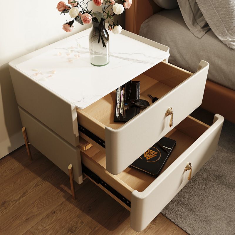 2-drawer Nightstand Contemporary Stone Night Table ,19.7" Tall Clearhalo 'Bedroom Furniture' 'furn' 'furn_night_stand' 'Furniture' 'night_stand' 'Nightstands' 1200x1200_04c8f5cf-7225-4d8e-8e93-2cd04bb238f5