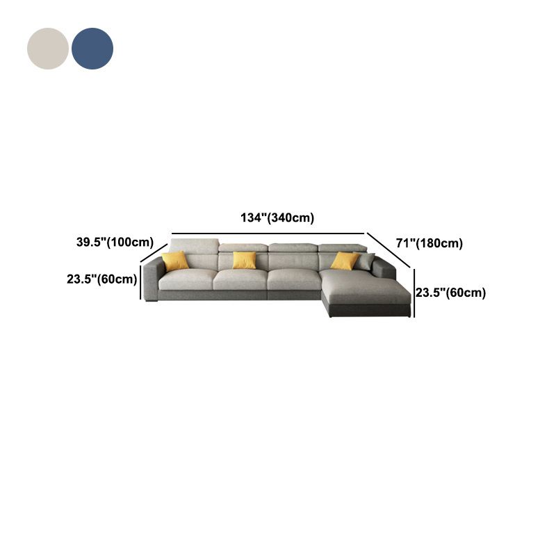 Contemporary L-Shape Sectional Cushion Back Adjustable Sectional