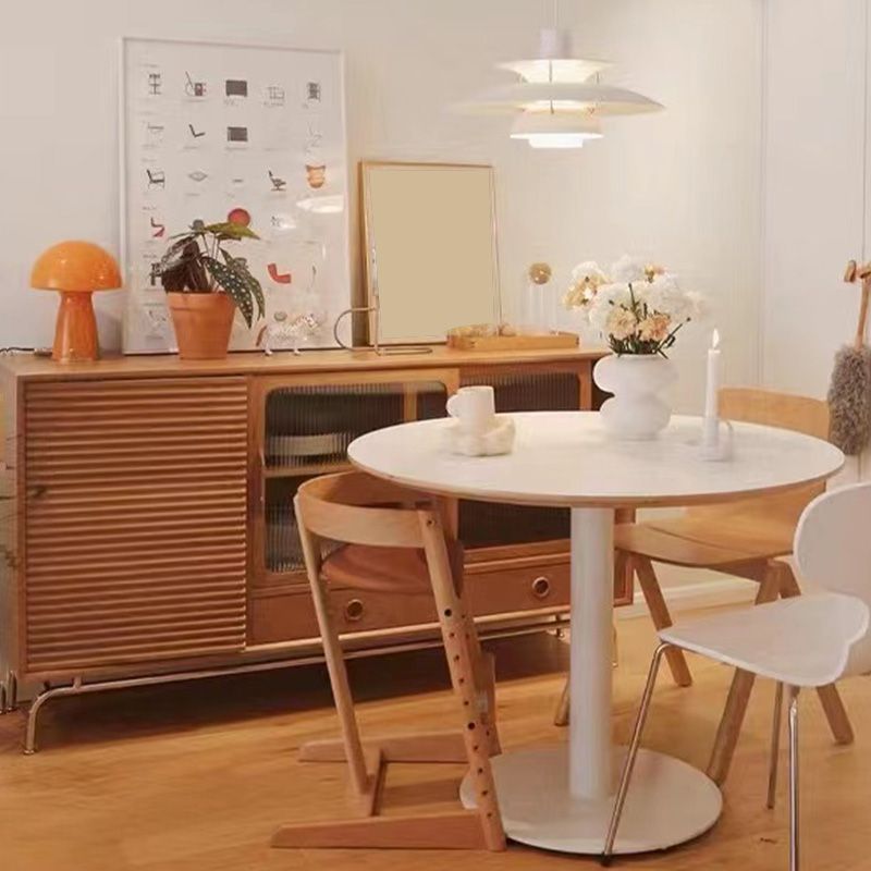 Credenza naturale a 2 tradri di legno moderna Credenza naturale con porta di vetro