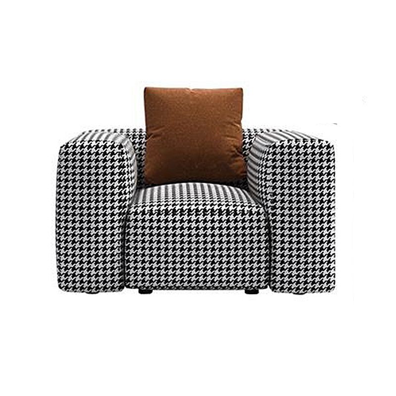 Stof moderne HoundStooth Patroon Sofa Tuxedo Arm Sofa met kussens