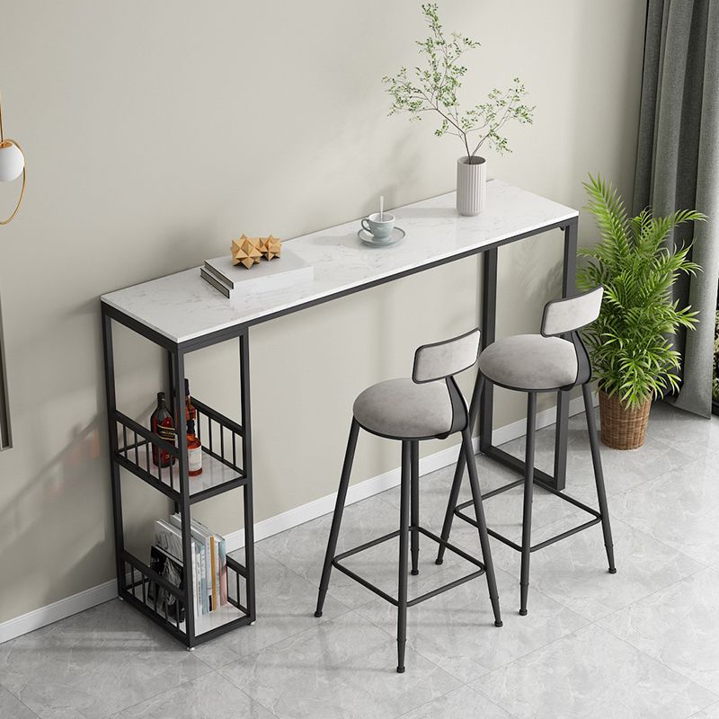 Modern Rectangle Bar Dining Table Indoor Bar Table with Shelves in Black Clearhalo 'Bar Furniture' 'Bar Tables' 'bar_tables' 'furn' 'furn_bar_tables' 'Furniture' 'furniture_bar_tables' 'Kitchen & Dining Furniture' 'kitchen&dining_furn' 'kitchen' 1200x1200_04cb51cf-deb8-46a2-a86c-65c5abdf7be6