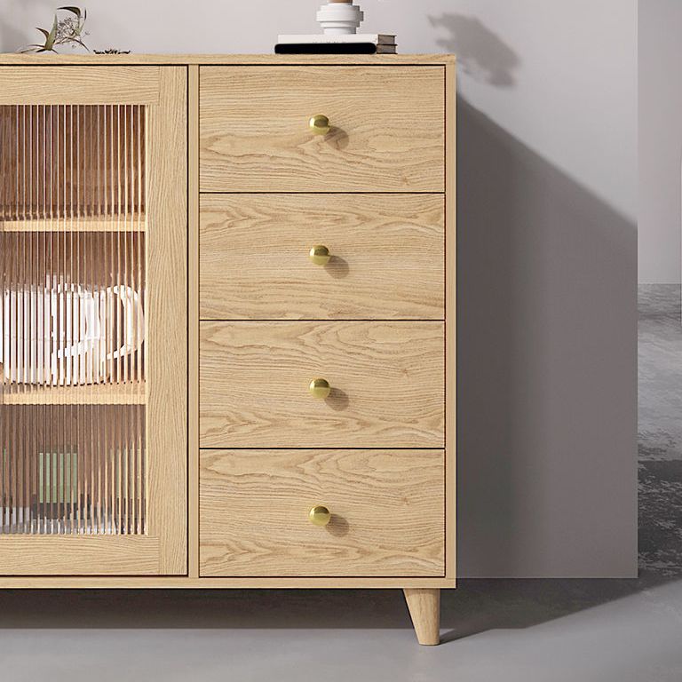 Server di porte di vetro contemporanee di credenza in legno con armadi e cassetti