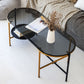 Modernism Elliptical Glass Top Coffee Cocktail Table with Shelf Clearhalo 'Coffee & Accent Tables' 'Coffee Tables' 'coffee_tables' 'furn' 'furn_coffee_tables' 'Furniture' 'Living Room Furniture' 1200x1200_04cc3671-a9a8-44e8-b0c3-642094b5379c