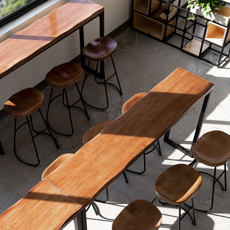 Brown Modern Style Table Solid Wood and Iron Indoor Bar Table Clearhalo 'Bar Furniture' 'Bar Tables' 'bar_tables' 'furn' 'furn_bar_tables' 'Furniture' 'furniture_bar_tables' 'Kitchen & Dining Furniture' 1200x1200_04cca896-b141-4ac4-80f0-b4436065b761