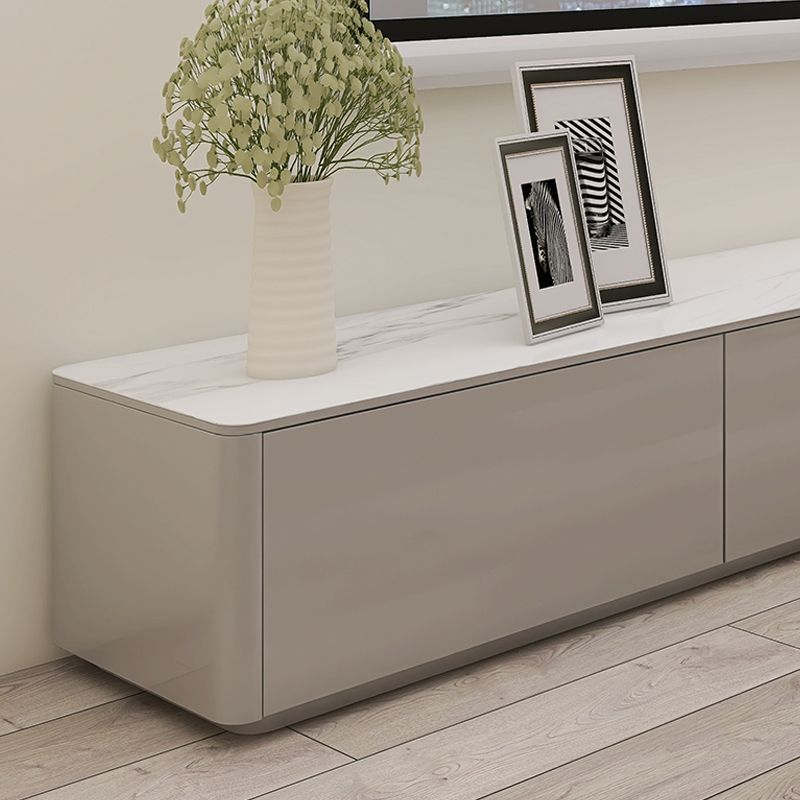 Supporto TV moderno in legno da 16" con contenitore chiuso, supporto TV bianco con cassetti
