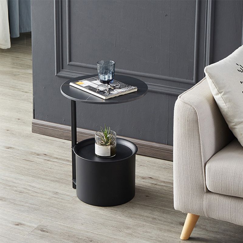 Table d'appoint rond moderne à rond / fer 22 "Table d'extrémité abstraite de haut avec stockage