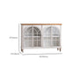 Traditional Display Stand Pine Glass Doors Hutch Buffet with Doors