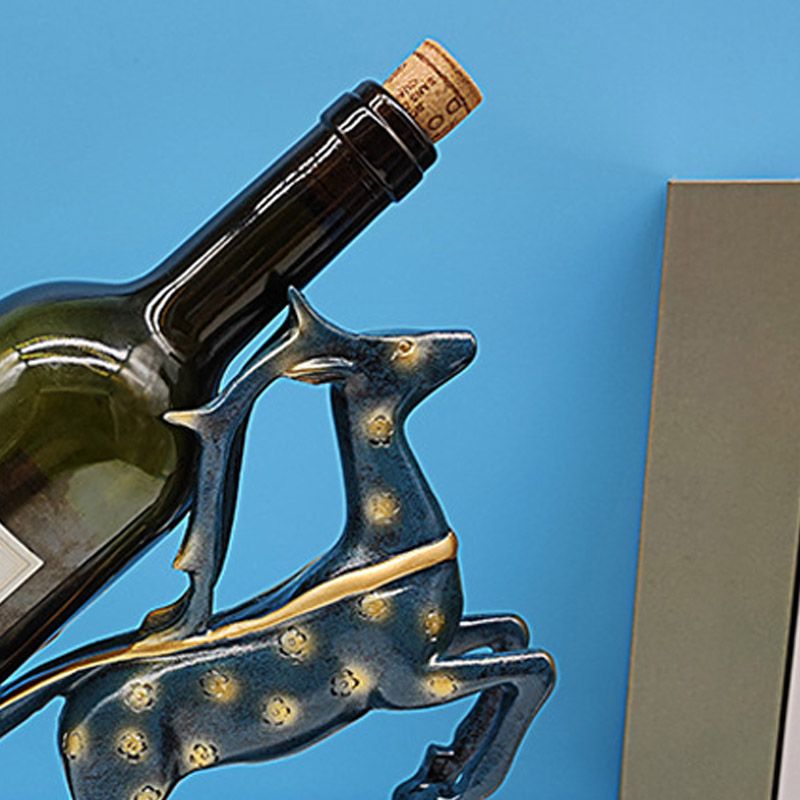 Glam Glam Tabetop Wine Bottle Hreder Resin Resin Bouteille en bleu