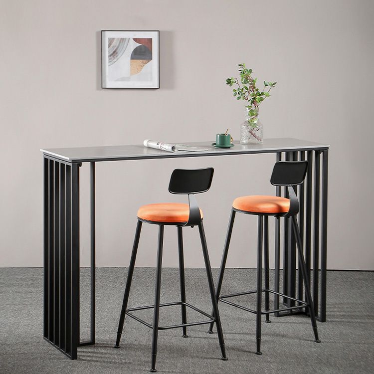 Modern Marble Table with Rectangle Table Top Black Sled Table - 42" H Clearhalo 'Bar Furniture' 'Bar Tables' 'bar_tables' 'furn' 'furn_bar_tables' 'Furniture' 'furniture_bar_tables' 'Kitchen & Dining Furniture' 1200x1200_04cf0917-7dd0-433a-8e69-10a84d369b03