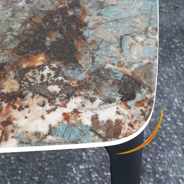 Modern Glossy Blue Dining Table Set 1/2/5/7 Pieces Dinette Set with Wooden Chairs