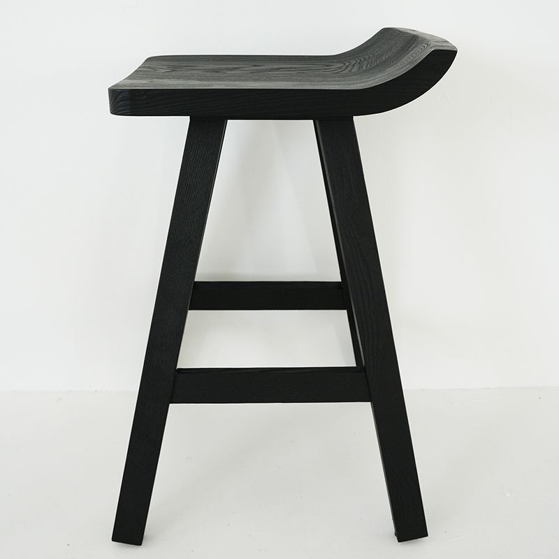 Contemporary Black Ash Solid Wood Armless Bar Stool with Footrest Clearhalo 'Bar Furniture' 'Bar Stools' 'bar_stools' 'furn' 'furn_bar_stools' 'Furniture' 'Kitchen & Dining Furniture' 1200x1200_04cfe214-bc90-4501-9b94-064ac48b000d