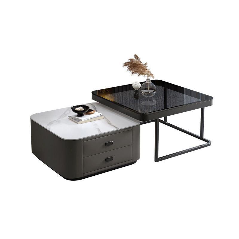 Square Coffee Table Glass Top Coffee Table Set for Living Room Clearhalo 'Coffee & Accent Tables' 'Coffee Tables' 'coffee_tables' 'furn' 'furn_coffee_tables' 'Furniture' 'Living Room Furniture' 1200x1200_04d5eb35-51cc-478d-b46a-ea88d6294141