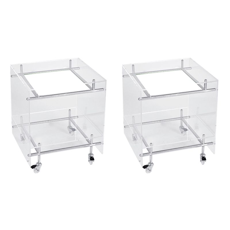 Contemporary Plastic Rectangular End Table Double Tier Corner Table with Storage