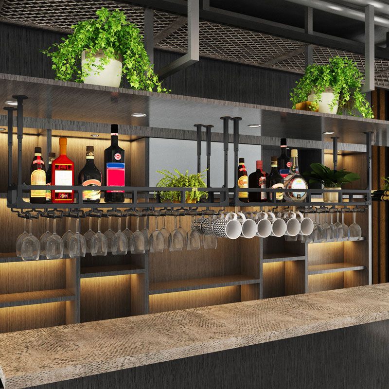 Metal Hanging Kitchen Wine Holder with Glass Holder & Storage Shelf Clearhalo 'furn' 'furn_wine_racks' 'Furniture' 'Kitchen & Dining Furniture' 'Wine Racks' 'wine_racks' 1200x1200_04d99415-7368-4bdc-8875-2e328c55f323