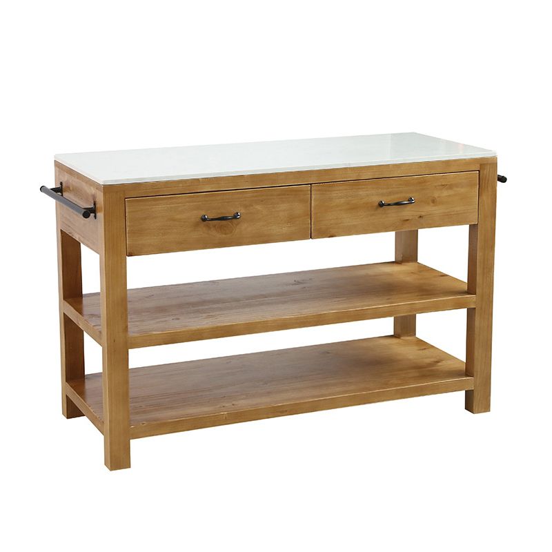 Modern Stationary Kitchen Island table Wood Rectangular Kitchen table with Towel Rack