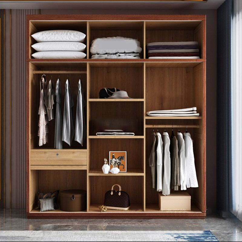 Armoire de style contemporain Armoire en bois massif placard de garde-robe avec portes et tiroir
