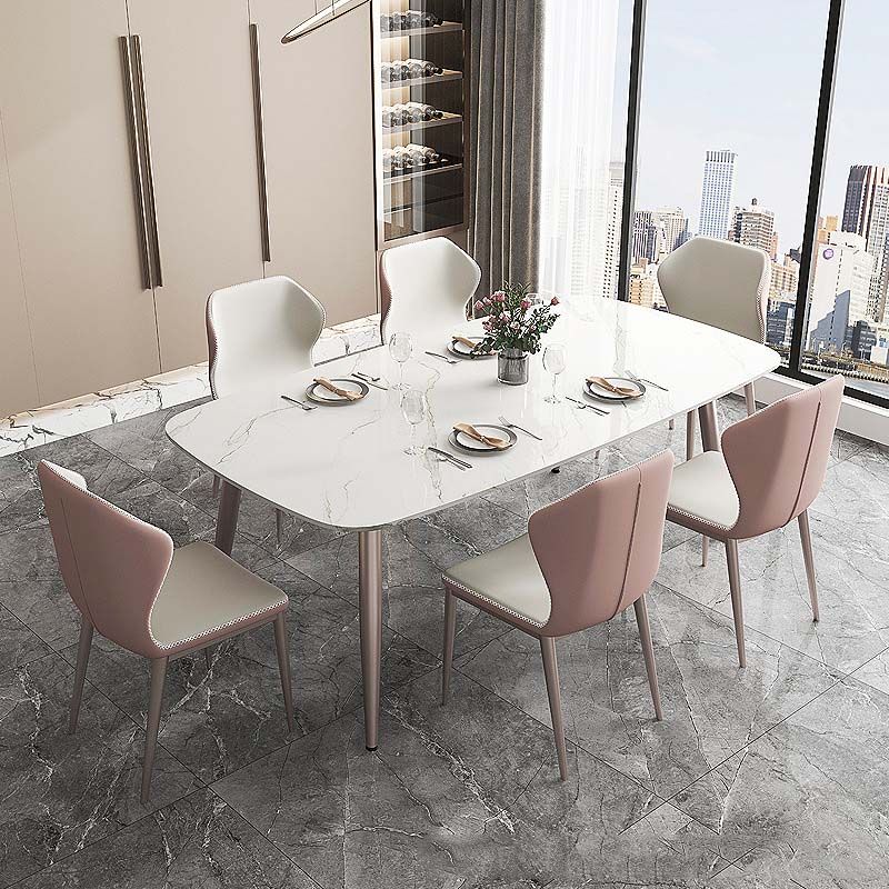 Glam Style Dining Sintered Stone Table Dining Rectangle Table for Home Use Clearhalo 'Dining Tables & Seating' 'Dining Tables' 'dining_table' 'furn' 'furn_dining_table' 'Furniture' 'Kitchen & Dining Furniture' 1200x1200_04e05132-f578-435d-b9e4-e9107e08b94f