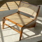 Mid-century Modern Style Wood Armless Woven Back Lounge Accent Chair