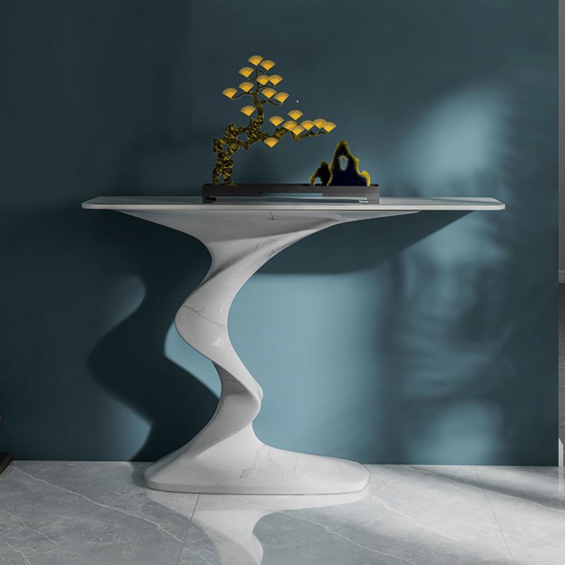 Rectangle Shape Contemporary Console Table Stone Console Sofa Table in White Clearhalo 'Console Tables' 'console_tables' 'Entry & Mudroom Furniture' 'furn' 'furn_console_tables' 'Furniture' 1200x1200_04e22d0b-a850-4276-9b58-bc19a9acdb93