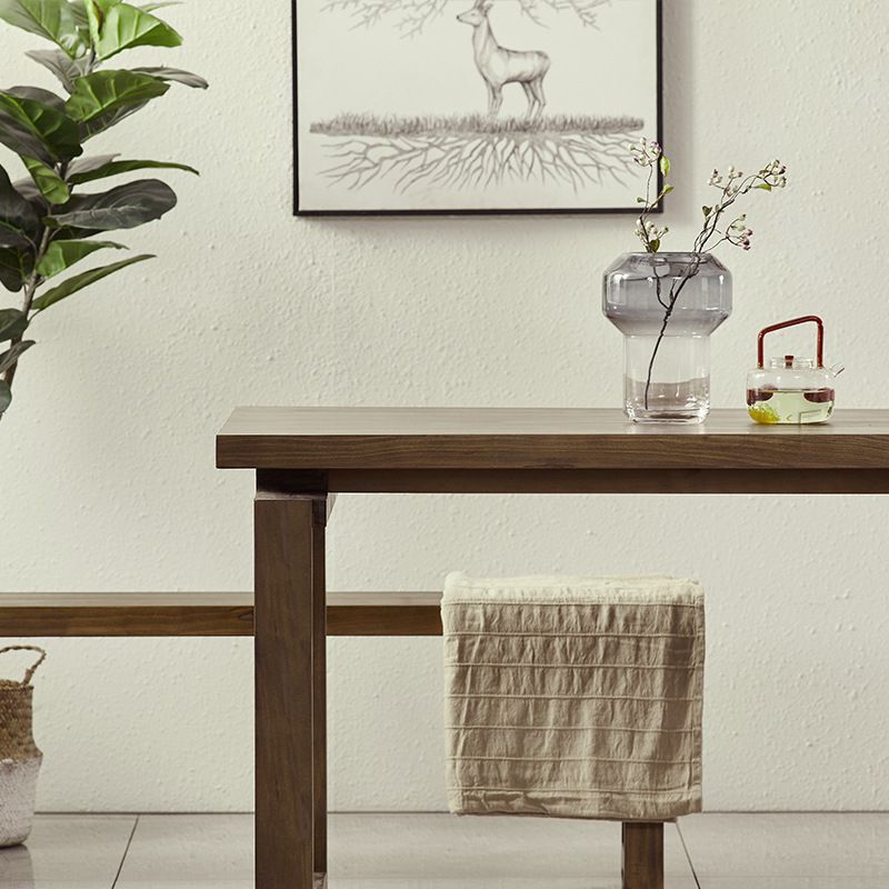 Rectangular Solid Wood Brown Table Modern Furniture with Double Pedestal