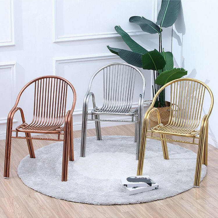 Sedia da pranzo in metallo da sala da pranzo contemporaneo con braccio