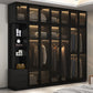 Modern Glass Doors Wardrobe Cabinet Black Bedroom Storage Cabinet