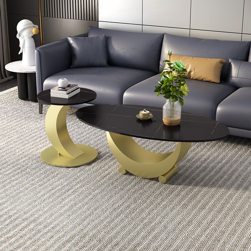 2 Piece Nesting Tables Oval Minimalist Modern Coffee Table Set Clearhalo 'Coffee & Accent Tables' 'Coffee Tables' 'coffee_tables' 'furn' 'furn_coffee_tables' 'Furniture' 'Living Room Furniture' 1200x1200_04e77e64-8147-4682-870d-2b4647be2cbd