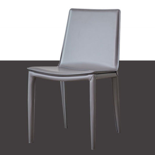 Silla de comedor de espalda lateral de metal moderno de interior con 4 blegs