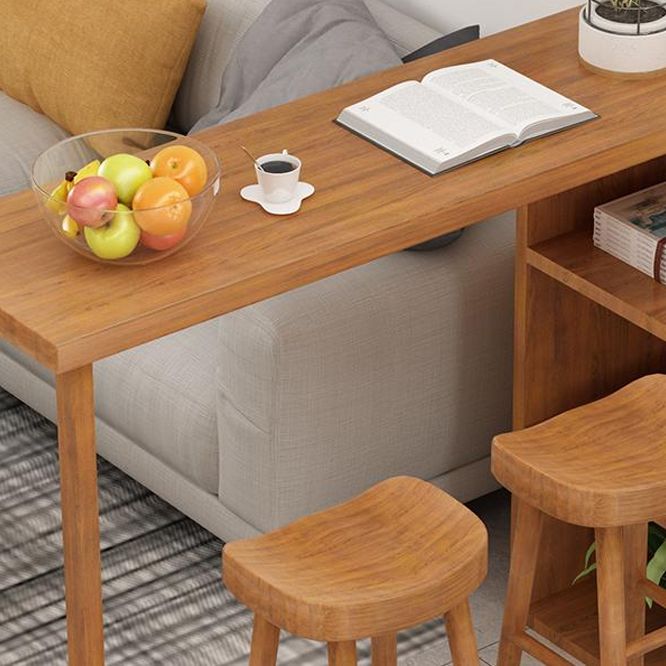 Modern Wood Bar Dining Table Rectangle Indoor Bistro Table with Shelf Clearhalo 'Bar Furniture' 'Bar Tables' 'bar_tables' 'furn' 'furn_bar_tables' 'Furniture' 'furniture_bar_tables' 'Kitchen & Dining Furniture' 1200x1200_04ea0ef8-a97a-4af2-98c6-9f1ee9886f00