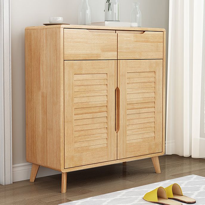 Gabinete contemporáneo de acento de madera maciza con 2 cajones y puertas