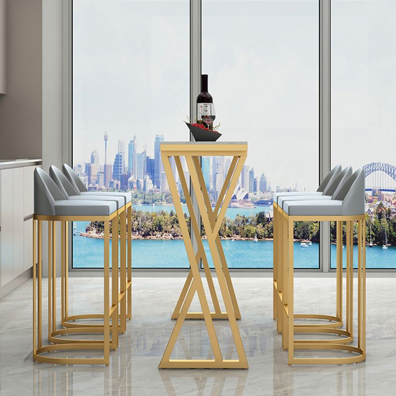 Glam Rectangle Indoor Bar Dining Table Stone Bistro Table with Double Pedestal Clearhalo 'Bar Furniture' 'Bar Tables' 'bar_tables' 'furn' 'furn_bar_tables' 'Furniture' 'furniture_bar_tables' 'Kitchen & Dining Furniture' 'kitchen&dining_furn' 'kitchen' 1200x1200_04eb6588-6584-4e9d-ae3b-184a38329189