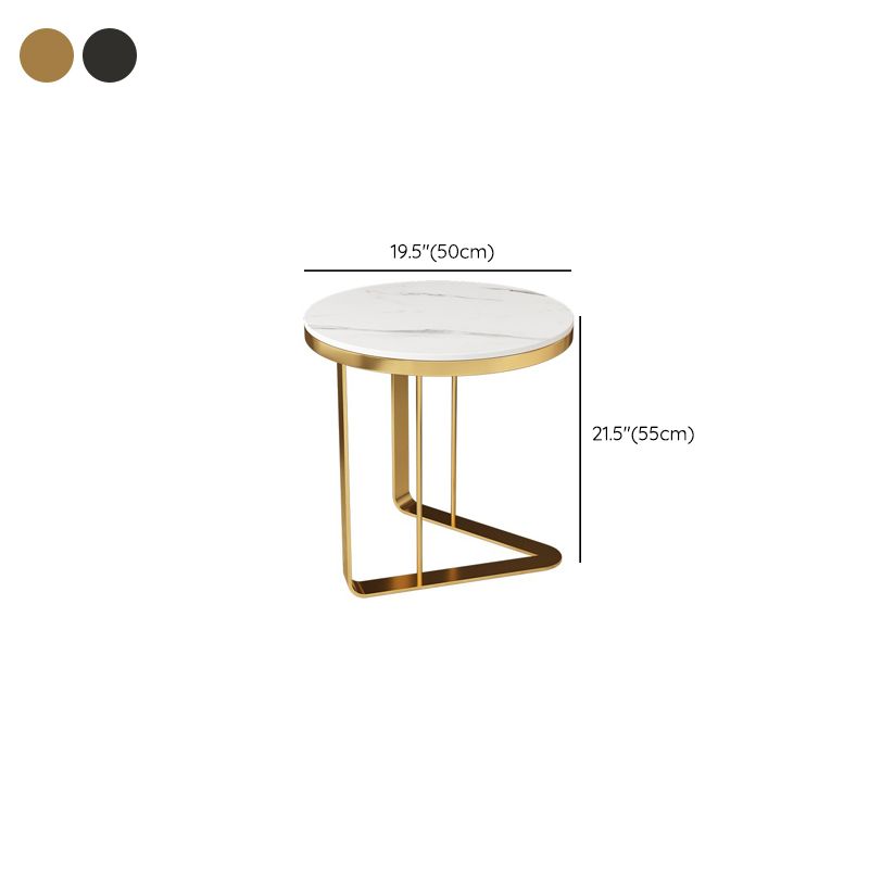 モダンな石トップサイドテーブルラウンドブラック/ゴールドメタリックCテーブル