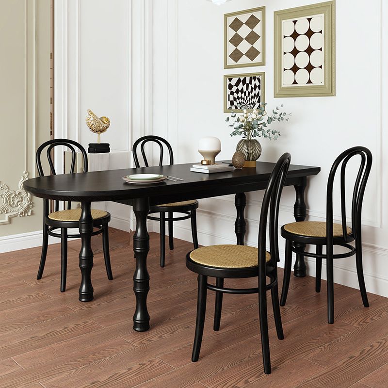 Moderne eetkamer eettafel houten eettafel met 4 poten in zwart