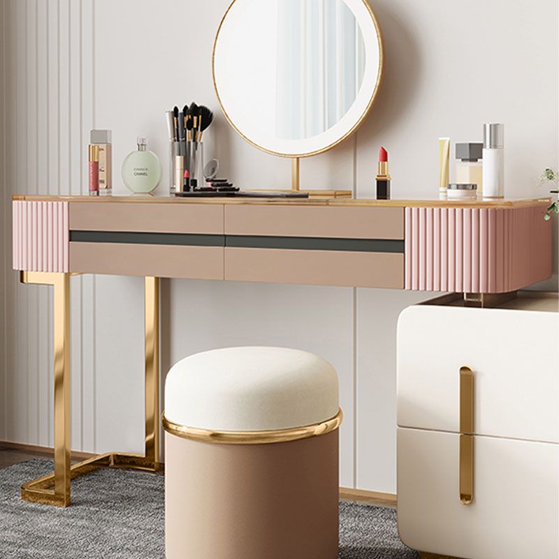 Glam Wood Makeup Vanity Desk Glass Top 4 Drawer Dressing Table Clearhalo 'Bedroom Furniture' 'furn' 'furn_makeup_vanities' 'Furniture' 'Makeup Vanities' 'makeup_vanities' 1200x1200_04ed2afd-1344-4da2-8e04-2c41ccc43e17
