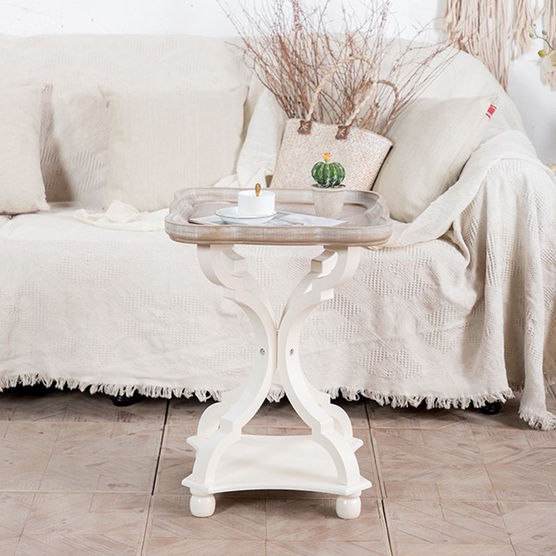 Rustic Side Table Solid Wood 4 Legs Distressed Living Room End Table