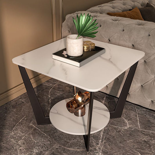 Tavolo da tavolo da tavolo quadrati di gambe incrociate contemporanee con scaffale