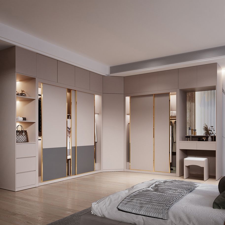 Guardaroba in legno ingegnerizzato armadio moderno in stile moderno con specchio