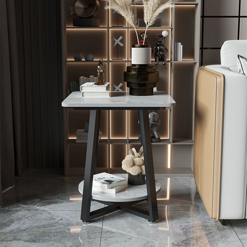 Cross Legs Square Side Table 21.65" Tall Stone End Table with Shelf Clearhalo 'Coffee & Accent Tables' 'End & Side Tables' 'end_side_table' 'end_side_tables' 'furn' 'furn_end_side_tables' 'Furniture' 'furniture_end_side_table' 'Living Room Furniture' 1200x1200_04f2c434-009f-4fbb-b739-72bdc49f65b4