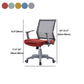 Mesh Mid Back Desk Chair Contemporary Fixed Arms Bureau stoel met wielen