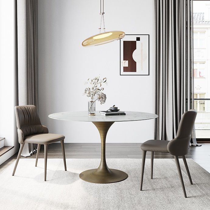 Traditional Luxury Tulip Base Furniture Round Stone Dining Table for Home Clearhalo ' dining_table' 'Dining Tables & Seating' 'Dining Tables' 'furn' 'furn_dining_table' 'Furniture' 'furniture_dining_table' 'Kitchen & Dining Furniture' 'kitchen&dining_furn' 'kitchen' 'kitchen_dining_table' 1200x1200_04f69af7-cfaf-41dd-b342-d1986d3d9436