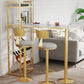 Glam Gold Iron Bar Table Faux Marble White Top 41.3"H Bistro Table with Wine Rack Clearhalo 'Bar Furniture' 'Bar Tables' 'bar_tables' 'furn' 'furn_bar_tables' 'Furniture' 'furniture_bar_tables' 'Kitchen & Dining Furniture' 1200x1200_04f77f14-dd04-4098-82eb-b50891943c1b