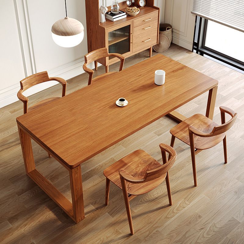 Traditionele 1/2/5/7 stukken meubels vaste houten rechthoekige eetgelegenheden in bruin