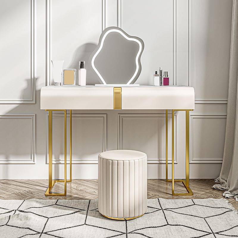 Glam Slate Top make -up ijdelheid bureau met lade, beige kleedtafel