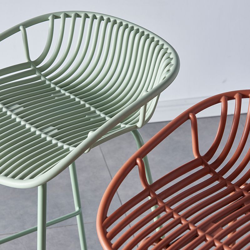 Nordic Backrest Counter Stool with Metal Base Plastic Armless Cafe Bar Chair with 4 Legs Clearhalo 'Bar Furniture' 'Bar Stools' 'bar_stools' 'furn' 'furn_bar_stools' 'Furniture' 'Kitchen & Dining Furniture' 1200x1200_04f8df55-0688-48d0-bfbc-c66d371d91a9