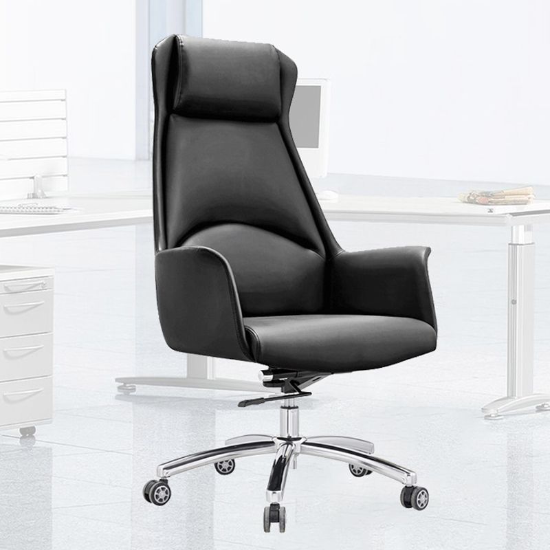 Modern Style Task Chair Leather Office Chair with Fixed Arms Clearhalo 'furn' 'furn_office_chair' 'Furniture' 'Office Chairs' 'Office Furniture' 'office_chair' 1200x1200_04fbfc3e-0cc2-4e9c-bd65-df416237ddb4