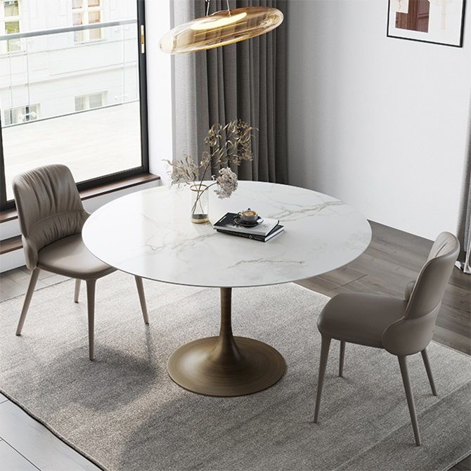 Traditional Luxury Tulip Base Furniture Round Stone Dining Table for Home Clearhalo ' dining_table' 'Dining Tables & Seating' 'Dining Tables' 'furn' 'furn_dining_table' 'Furniture' 'furniture_dining_table' 'Kitchen & Dining Furniture' 'kitchen&dining_furn' 'kitchen' 'kitchen_dining_table' 1200x1200_04fc2235-ac3a-4e6b-9070-f49dc93ad834