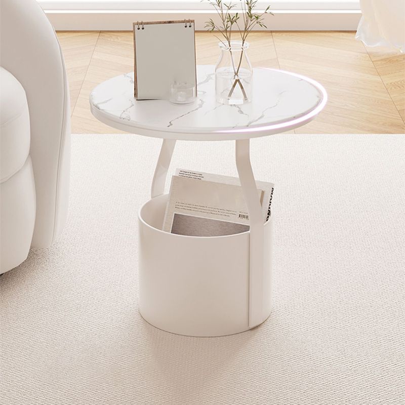 Modern 19.68-inch Tall Metal Abstract Side Table Round Top End Table with Storage Clearhalo 'Coffee & Accent Tables' 'End & Side Tables' 'end_side_tables' 'furn' 'furn_end_side_tables' 'Furniture' 'Living Room Furniture' 1200x1200_04ffb55d-087d-4069-be5e-502e9e3fbc05