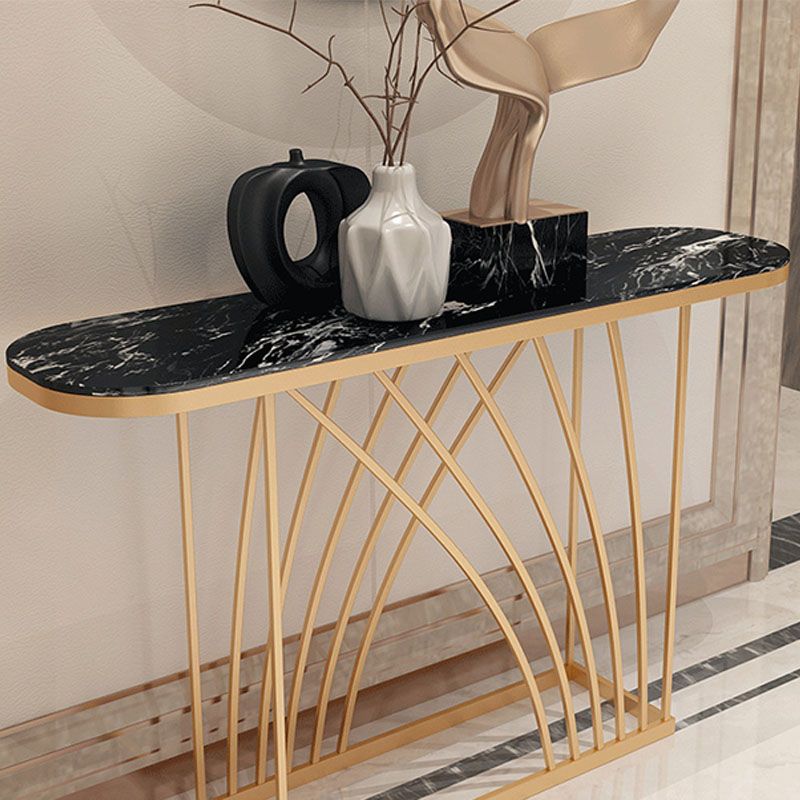 Tavolo di divano console di ferro glam tavolo da accento console in marmo ovale per sala
