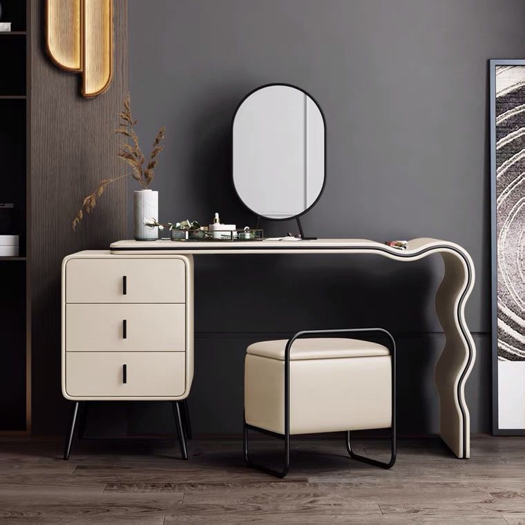 Vanity Faux Makeup Dreshing Table avec miroir et ensembles de tabourets